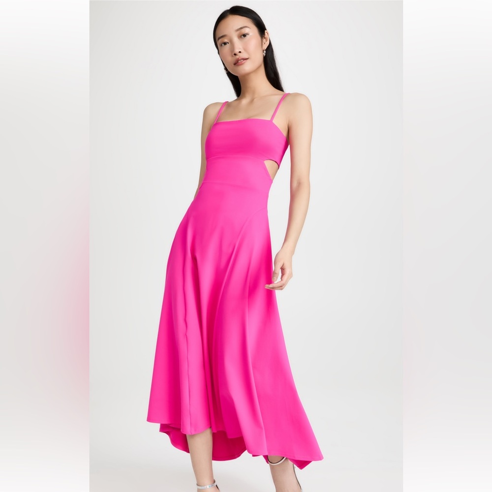 pink glo SUSANA MONACO thin strap open back cutout dress barbiecore- sz small